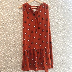 LOFT drop waist red patterned dress. Size Large